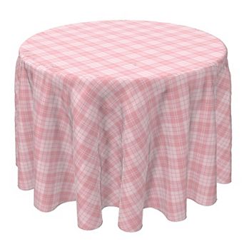 Round Tablecloth, 100% Cotton, 60 Round", Pastel Pink Tartan Plaid