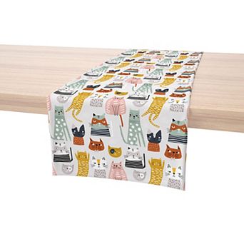 Table Runner, 100% Cotton, 16x72", Cats with Attitude