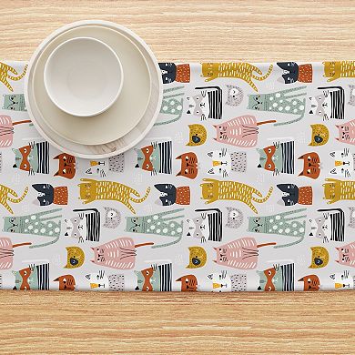 Table Runner, 100% Cotton, 16x72", Cats with Attitude