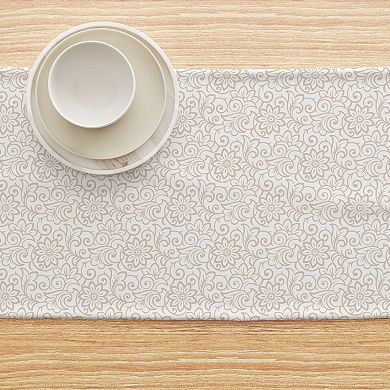 Table Runner, 100% Cotton, 16x90", Antique Floral Design