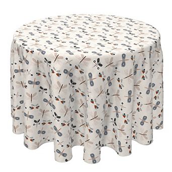 Round Tablecloth, 100% Cotton, 60 Round", Butterfly and Moth Design
