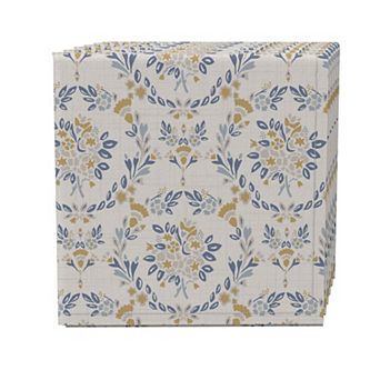 Napkin Set of 4, 100% Cotton, 20x20", Elegant Floral Circles