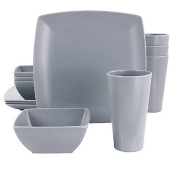 Gibson Home 12 pc Grayson Melamine Square Dinnerware Set
