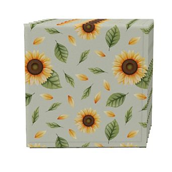 Napkin Set of 4, 100% Cotton, 20x20", Sunflower Tops