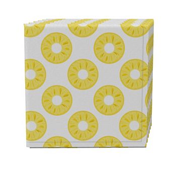 Napkin Set of 4, 100% Cotton, 20x20", Summer Pineapple Slices