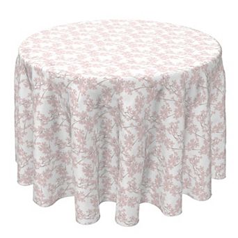 Round Tablecloth, 100% Cotton, 60 Round", Spring Blossom Branches