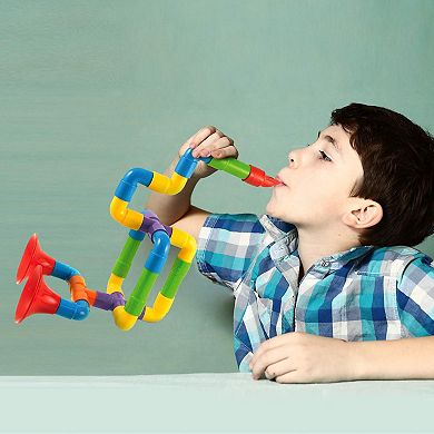PicassoTiles 136 PC Pipe Tube Wheel, Construction Building Engineering Set, STEM Toy for Kids 3+