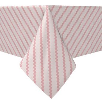 Square Tablecloth, 100% Cotton, 60x60", Pink Abstract Stripe