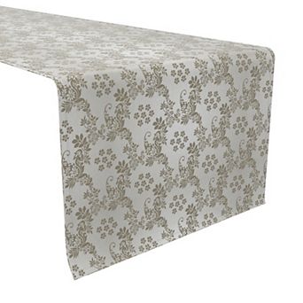 Table Runner, 100% Cotton, 16x90", Floral Damask