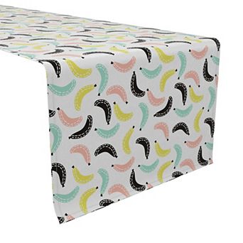 Table Runner, 100% Cotton, 16x90", Colorful Banana Fruit