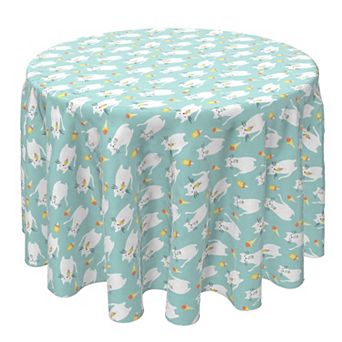 Round Tablecloth, 100% Cotton, 60 Round", Sweet Cats and Ice Cream