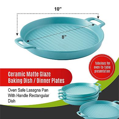 Matte Glaze Baking Dish Dinner Plates With Handles - Oven Safe Serving Dishes