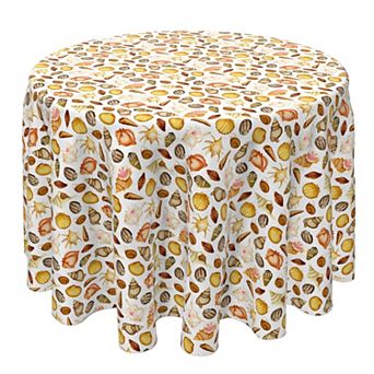 Round Tablecloth, 100% Cotton, 60 Round", Collection of Beach Shells