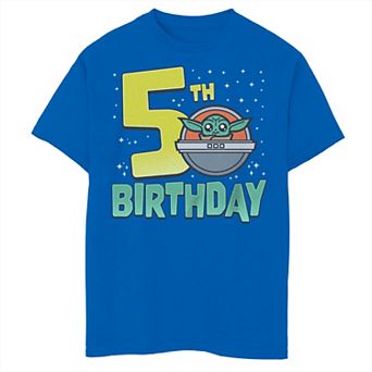 Boys Star Wars The Mandalorian Grogu 5th Birthday Doodle Graphic Tee