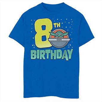 Boys Star Wars The Mandalorian Grogu 8th Birthday Doodle Graphic Tee