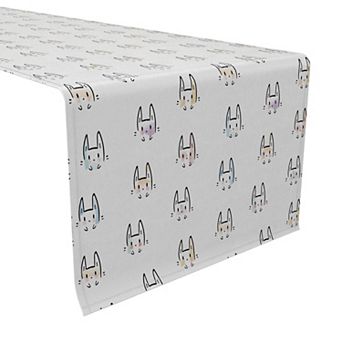 Table Runner, 100% Cotton, 16x90", Cheerful Bunny Design