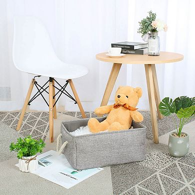 Collapsible Storage Bin Basket Organizer Box Fabric Baskets For Closet Gray L