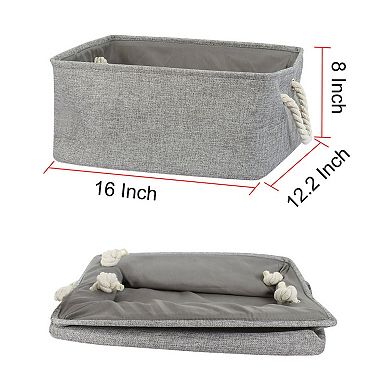 Collapsible Storage Bin Basket Organizer Box Fabric Baskets For Closet Gray L
