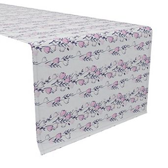 Table Runner, 100% Cotton, 16x72", Watercolor Bouquet