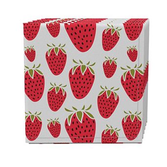 Napkin Set of 4, 100% Cotton, 20x20", Strawberry Dessert