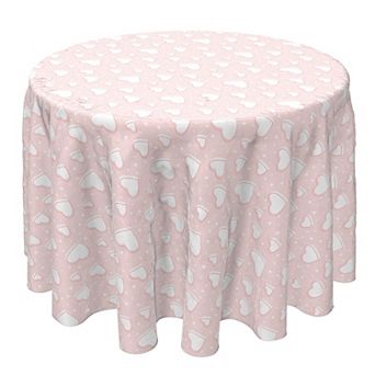 Round Tablecloth, 100% Cotton, 60 Round", Lovely Hearts Pink