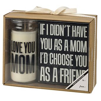By Kathy Mom Box Sign & Candle Set
