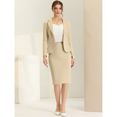 Women's 2 Piece Suit Skirt Set Business Long Sleeve Blazer and Pencil Skirt Outfit
