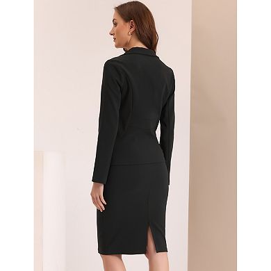 Women's 2 Piece Suit Skirt Set Business Long Sleeve Blazer and Pencil Skirt Outfit