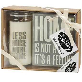 By Kathy Home Box Sign & Candle Set
