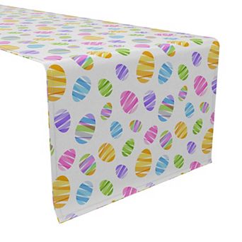 Table Runner, 100% Cotton, 16x72", Ribbon Easter Eggs