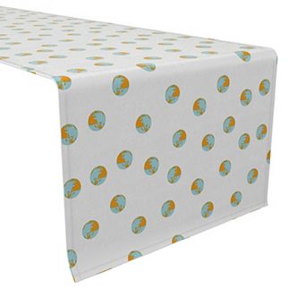 Table Runner, 100% Cotton, 16x108", Around The Globe