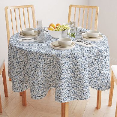 Round Tablecloth, 100% Cotton, 60 Round", Blue Tile Frames