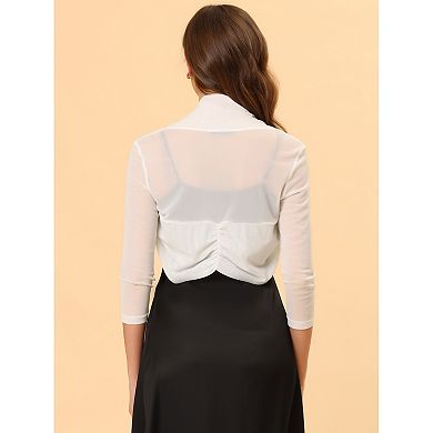 Women's Semi Sheer Elegant Long Sleeves Bolero Shrug Tops