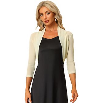Women's Semi Sheer Elegant Long Sleeves Bolero Shrug Tops