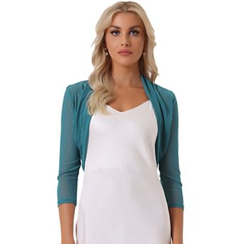 Women's Semi Sheer Elegant Long Sleeves Bolero Shrug Tops