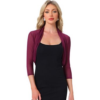 Women's Semi Sheer Elegant Long Sleeves Bolero Shrug Tops