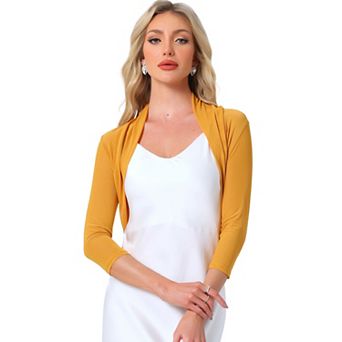 Women's Semi Sheer Elegant Long Sleeves Bolero Shrug Tops