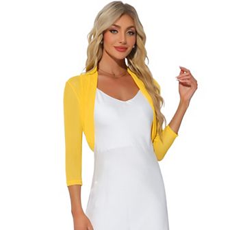 Women's Semi Sheer Elegant Long Sleeves Bolero Shrug Tops