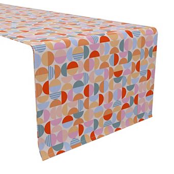 Table Runner, 100% Cotton, 16x90", Vintage Style Abstract