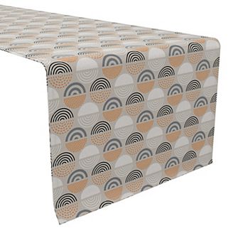 Table Runner, 100% Cotton, 16x108", Patterned Circles Geometric