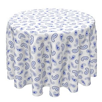 Round Tablecloth, 100% Cotton, 60 Round", Modern Blue Paisley