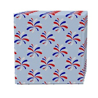 Napkin Set of 4, 100% Cotton, 20x20", Red White and Blue Fireworks