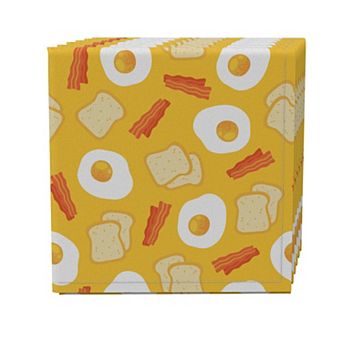 Napkin Set of 4, 100% Cotton, 20x20", Morning Breakfast