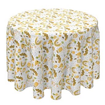 Round Tablecloth, 100% Cotton, 60 Round", Honey Bee and Rainbows