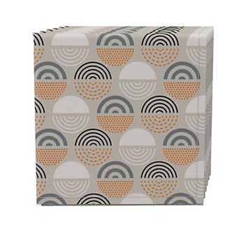 Napkin Set of 4, 100% Cotton, 20x20", Patterned Circles Geometric