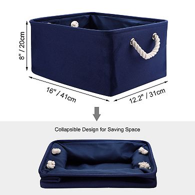 Foldable Storage Basket, Fabric Collapsible Clothes Box with Handles L