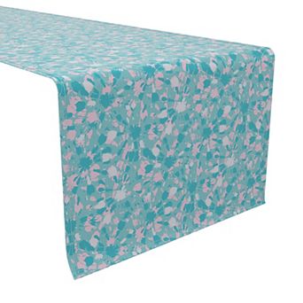 Table Runner, 100% Cotton, 16x72", Pink Aqua Tie Dye