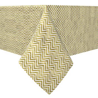 Square Tablecloth, 100% Cotton, 60x60", Golden Chevron