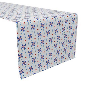 Table Runner, 100% Cotton, 16x72", Patriotic Pinwheels
