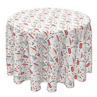 Round Tablecloth, 100% Cotton, 60 Round", Seaside Background
